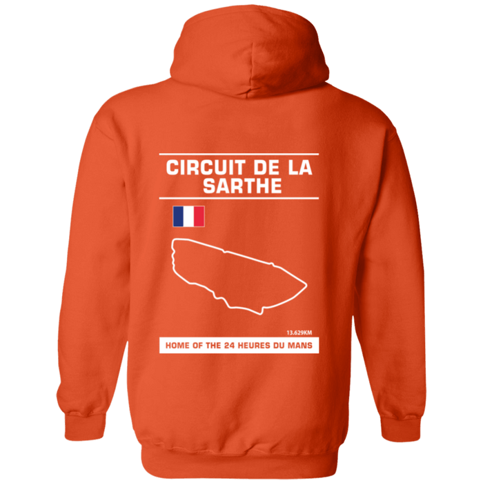 Circuit De La Sarthe 24 Heures Du Mans Track Outline Series Hoodie Front and Rear Print