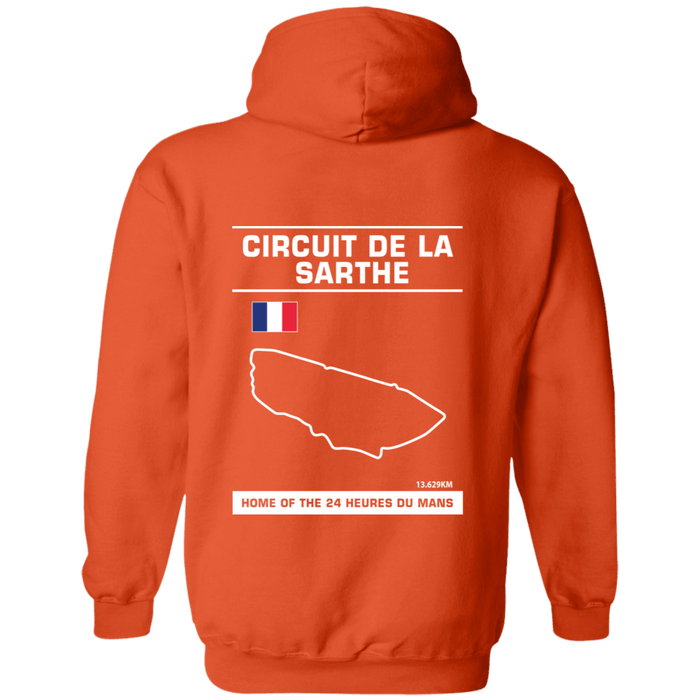 Circuit De La Sarthe 24 Heures Du Mans Track Outline Series Hoodie Front and Rear Print V3