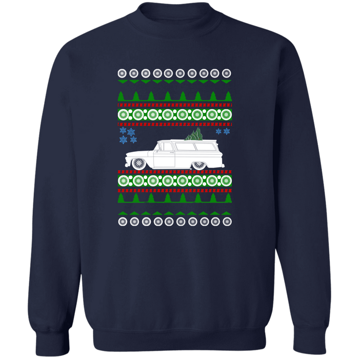 1963 Slammed Chevy Suburban Ugly Christmas Sweater Sweatshirt