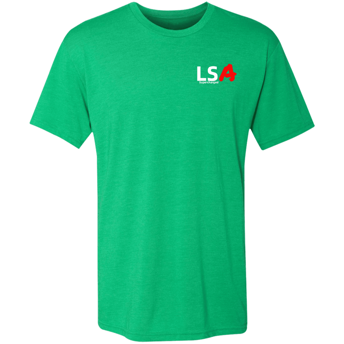 Supercharged LSA Engine Blueprint Series Tri-blend T-shirt Front Logo and Rear Print