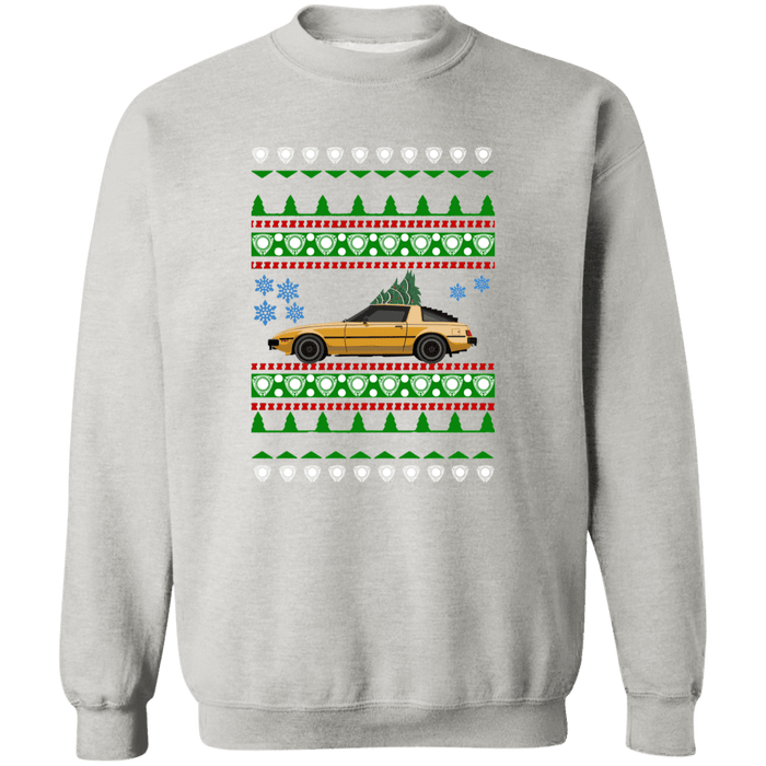 Mazda RX-7 First Gen 1st Gold Ugly Christmas Sweater Sweatshirt