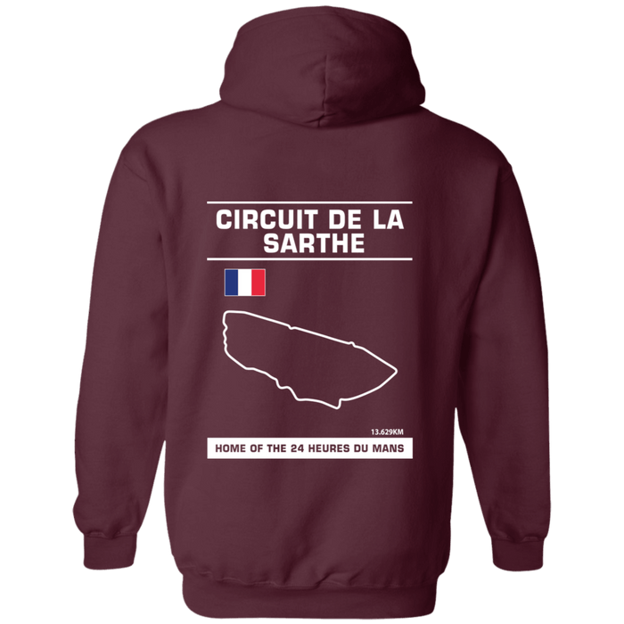 Circuit De La Sarthe 24 Heures Du Mans Track Outline Series Hoodie Front and Rear Print V3