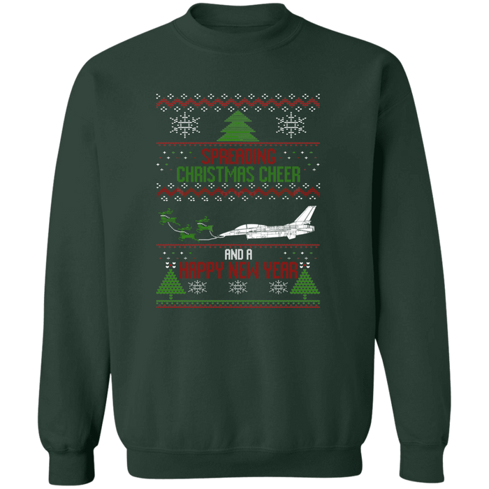 Military Airplane F-16 Fighter Jet Ugly Christmas Sweater Jumper