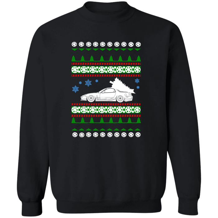 Mazda FD RX-7 3rd Gen Ugly Christmas Sweater Sweatshirt White Tree