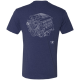 LSA Supercharged Engine Blueprint Series Tri-blend T-shirt front and rear print