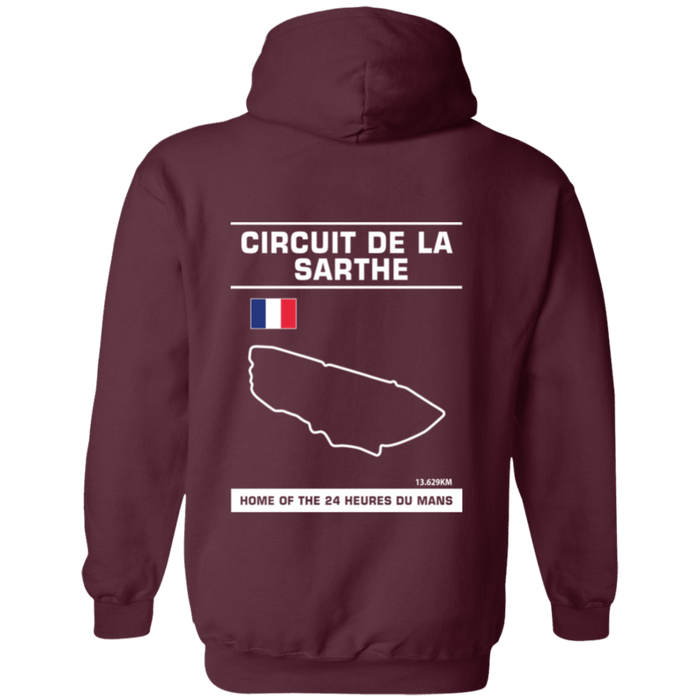 Circuit De La Sarthe 24 Heures Du Mans Track Outline Series Hoodie Front and Rear Print