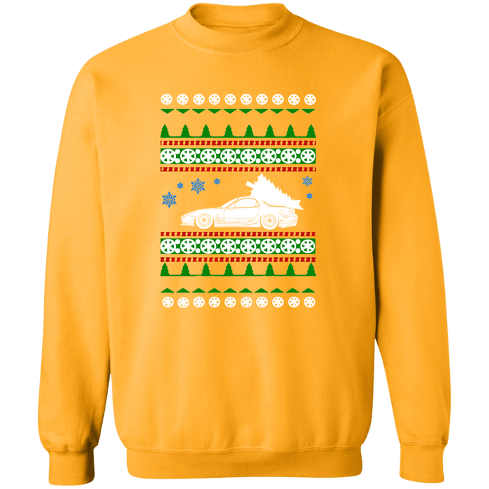 Mazda FD RX-7 3rd Gen Ugly Christmas Sweater Sweatshirt White Tree