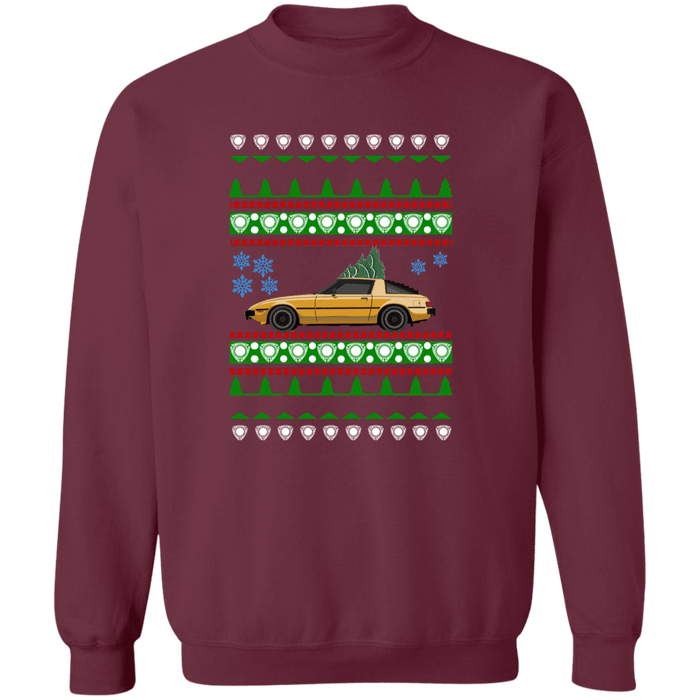 Mazda RX-7 First Gen 1st Gold Ugly Christmas Sweater Sweatshirt