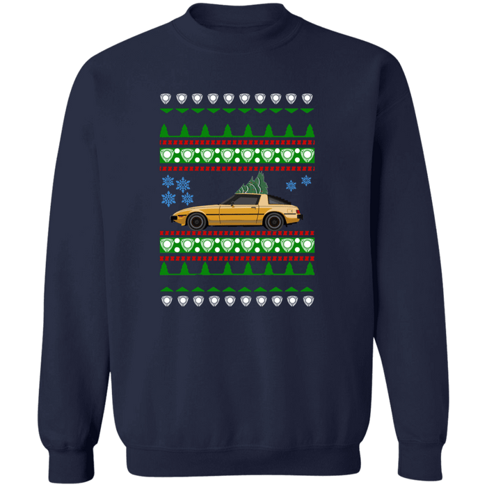 Mazda RX-7 First Gen 1st Gold Ugly Christmas Sweater Sweatshirt