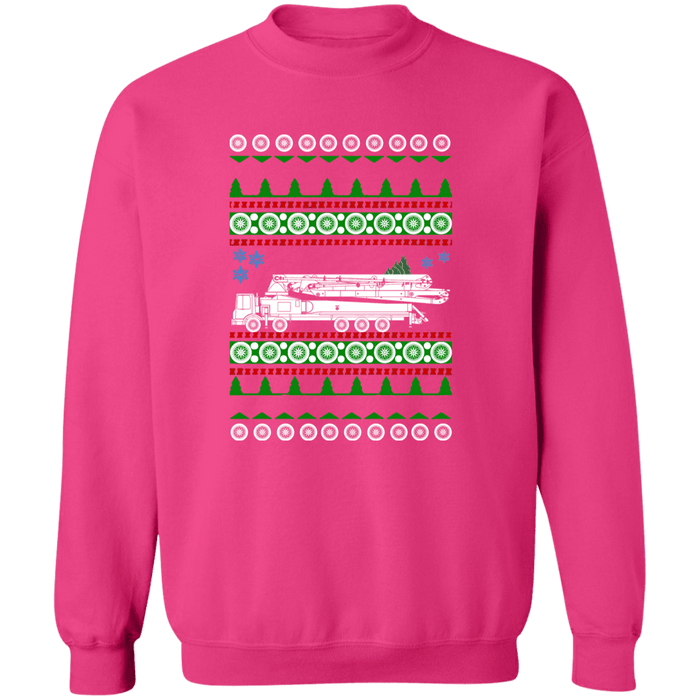 Concrete Pump Truck Ugly Christmas Sweater Sweatshirt