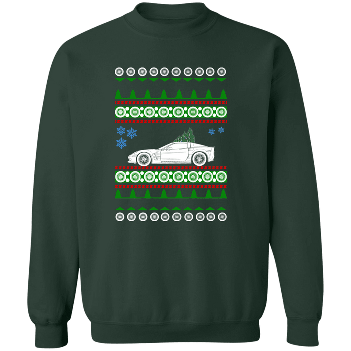 Corvette C6 Green Tree Ugly Christmas Sweater Sweatshirt