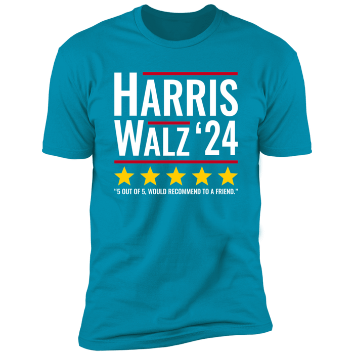 Harris Walz 2024 5 star review would recommend to a friend t-shirt