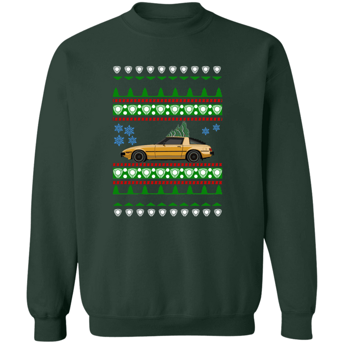 Mazda RX-7 First Gen 1st Gold Ugly Christmas Sweater Sweatshirt