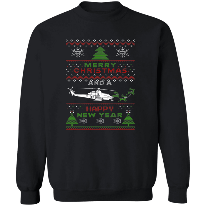 Bell AH-1Z Viper Helicopter MIlitary Ugly Christmas Sweater Sweatshirt