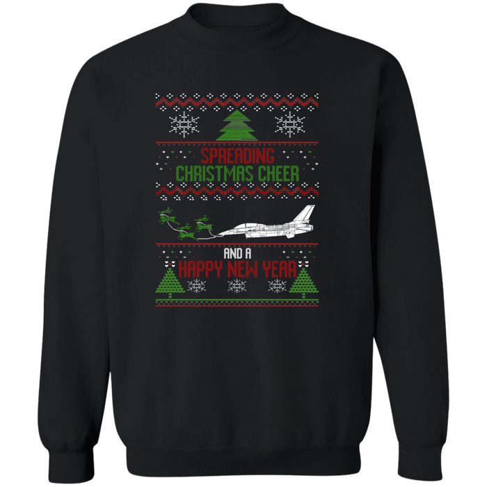 Military Airplane F-16 Fighter Jet Ugly Christmas Sweater Jumper