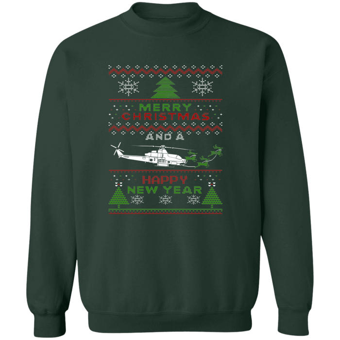 Bell AH-1Z Viper Helicopter MIlitary Ugly Christmas Sweater Sweatshirt