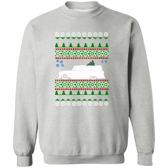 1963 Slammed Chevy Suburban Ugly Christmas Sweater Sweatshirt