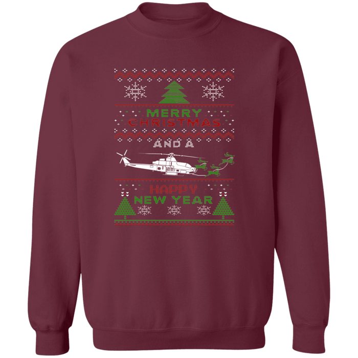 Bell AH-1Z Viper Helicopter MIlitary Ugly Christmas Sweater Sweatshirt