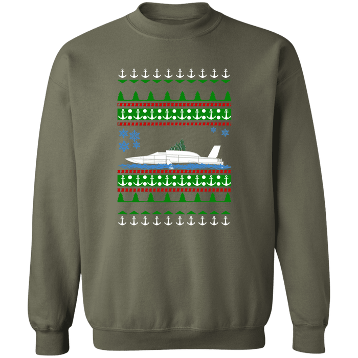 Hydroplane Race Boat Ugly Christmas Sweater Sweatshirt