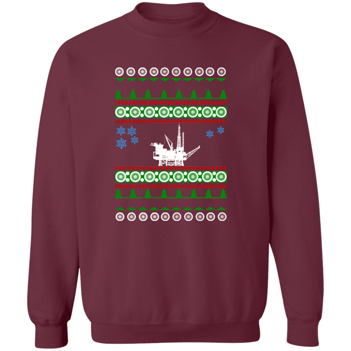 Offshore Ocean Oil Rig Derrick Ugly Christmas Sweater Sweatshirt