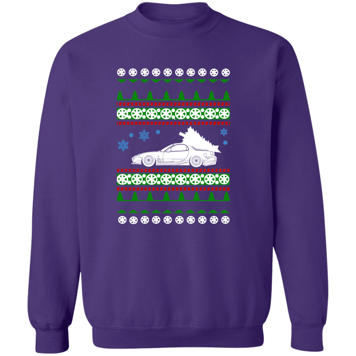 Mazda FD RX-7 3rd Gen Ugly Christmas Sweater Sweatshirt White Tree