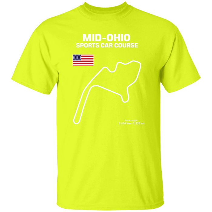 Mid-Ohio Sports Car Course Track Outline Series 5.3 oz T-shirt