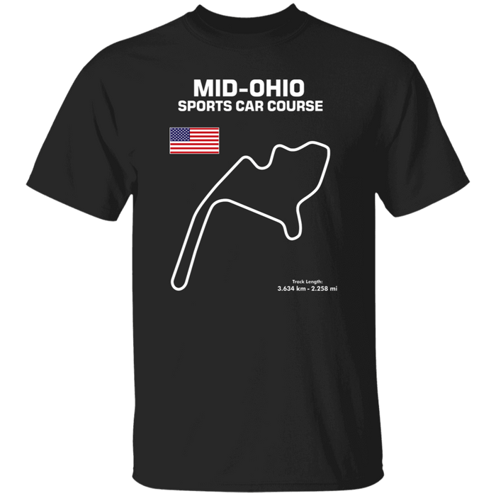 Mid-Ohio Sports Car Course Track Outline Series 5.3 oz T-shirt