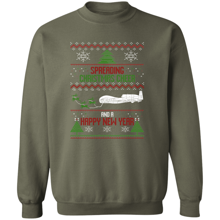 Military Airplane RQ-4 Global Hawk Ugly Christmas Sweater Jumper