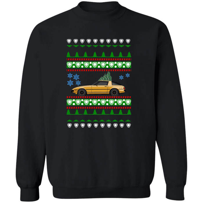 Mazda RX-7 First Gen 1st Gold Ugly Christmas Sweater Sweatshirt