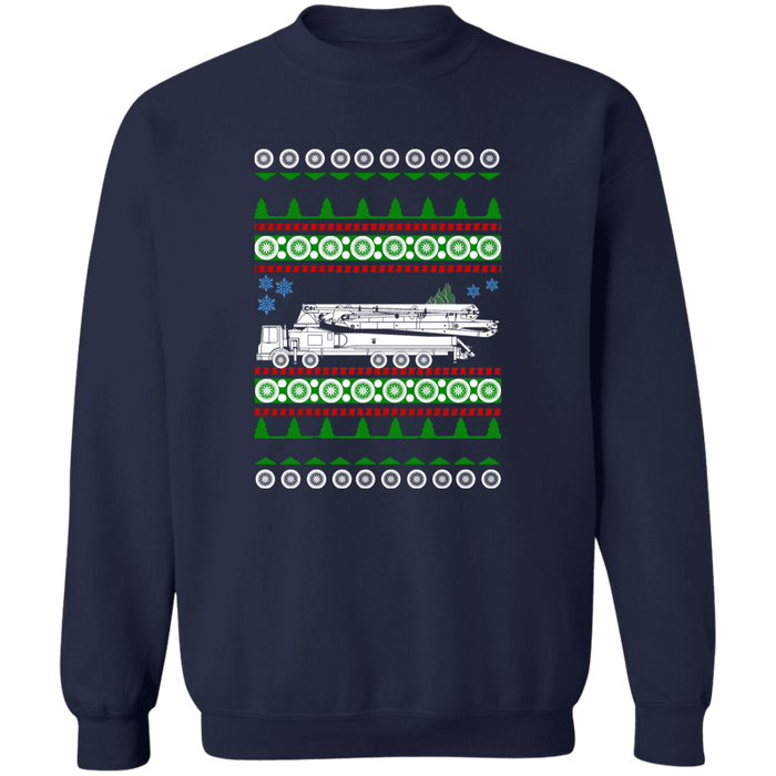 Concrete Pump Truck Ugly Christmas Sweater Sweatshirt