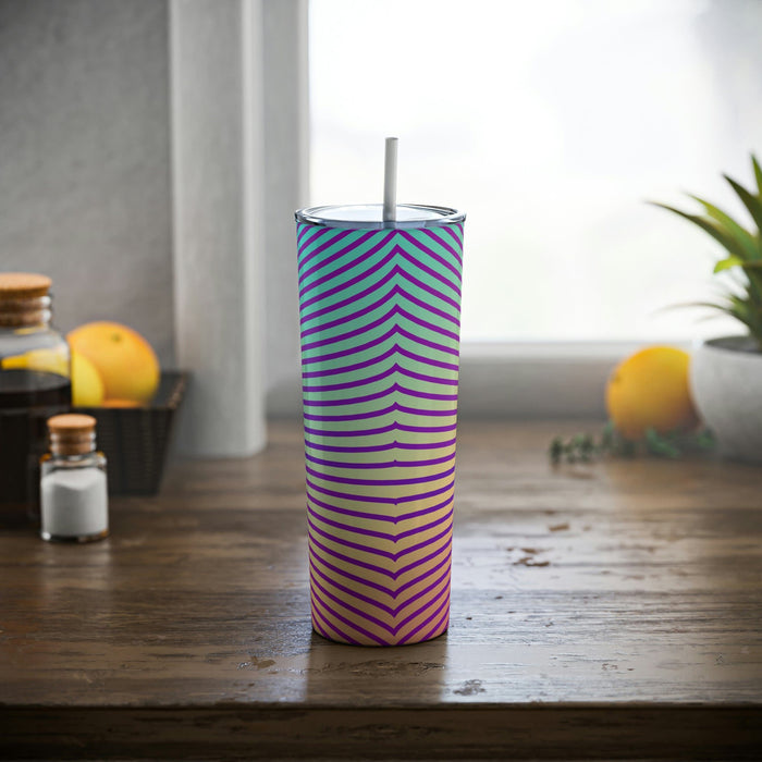 Abstract Design Stainless Steel Tumbler with Straw, 20oz