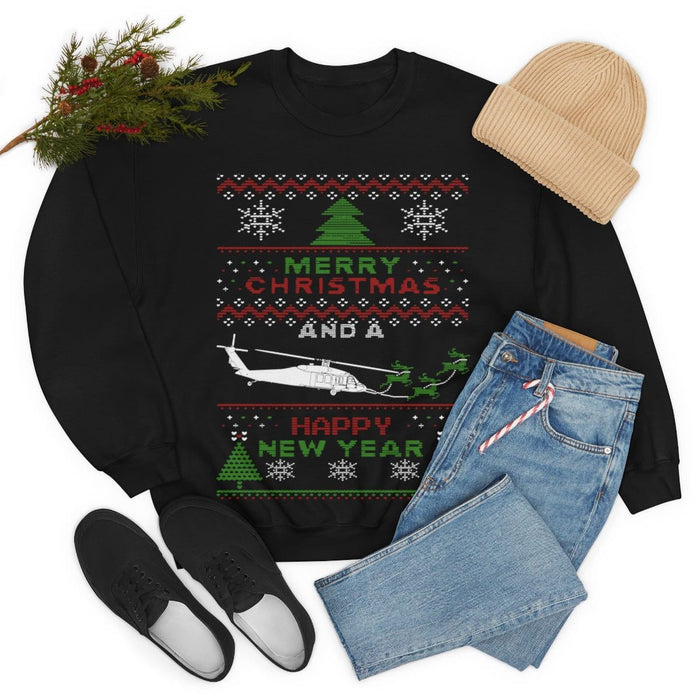 Copy of Military Helicopter Blackhawk Ugly Christmas Sweater Sweatshirt monster digital