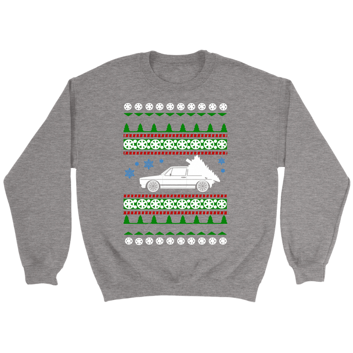 car like a mk1 rabbit gti gray ugly christmas sweater crewneck sweatshirt