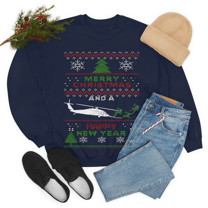 Copy of Military Helicopter Blackhawk Ugly Christmas Sweater Sweatshirt monster digital