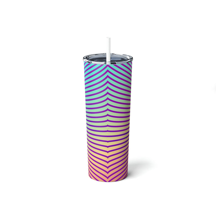 Abstract Design Stainless Steel Tumbler with Straw, 20oz