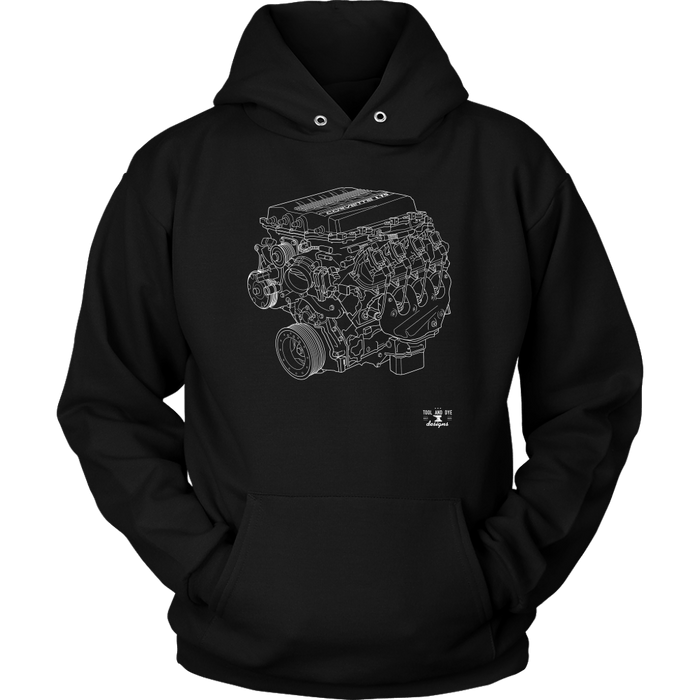 Engine Blueprint Series V8 LT5 ZR1 T-shirt and Hoodie