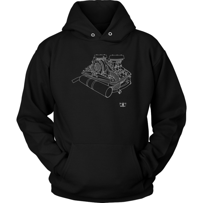 V2 Engine Blueprint Series Air Cooled Engine Blueprint Illustration Series t-shirt