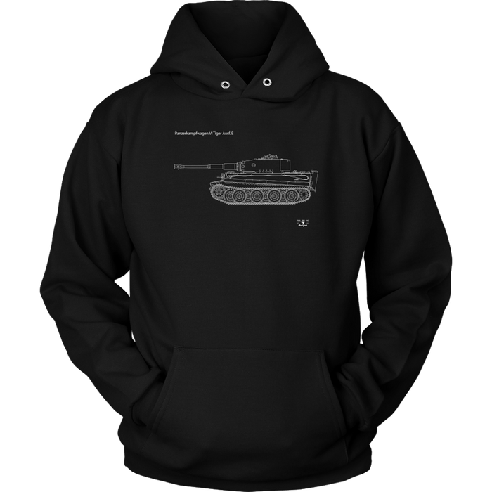 Tank Blueprint Tiger 1 Panzerkampfwagen VI Tiger Ausf. E T-shirt and Hoodie