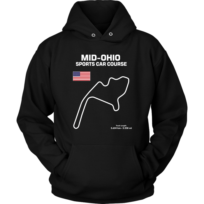 Mid Ohio Sports Car Course Track Outline Series T-shirt and Hoodie