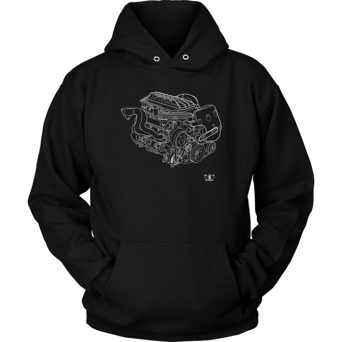 Engine Blueprint Series GM Corvette C8 LT2 V8 T-shirt and Hoodie