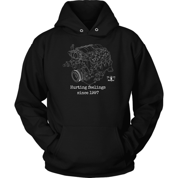 LS Engine Hurting Feelings Since 1997 V8 GM Engine Blueprint t-shirt ver. 2