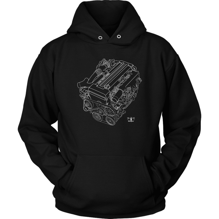 Toyota 1JZ Twin Turbo Blueprint Engine Illustration T-shirt and hoodie