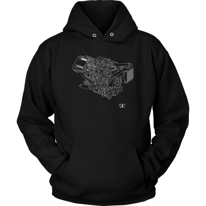 Saab 16v Engine Blueprint Series T-shirt and Hoodie