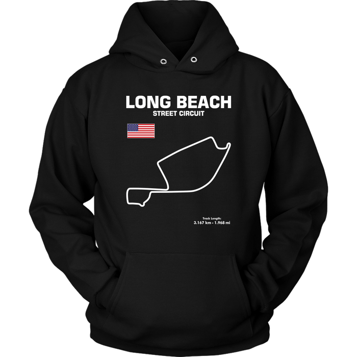 Long Beach California Street Circuit Race track outline series t-shirt and hoodie