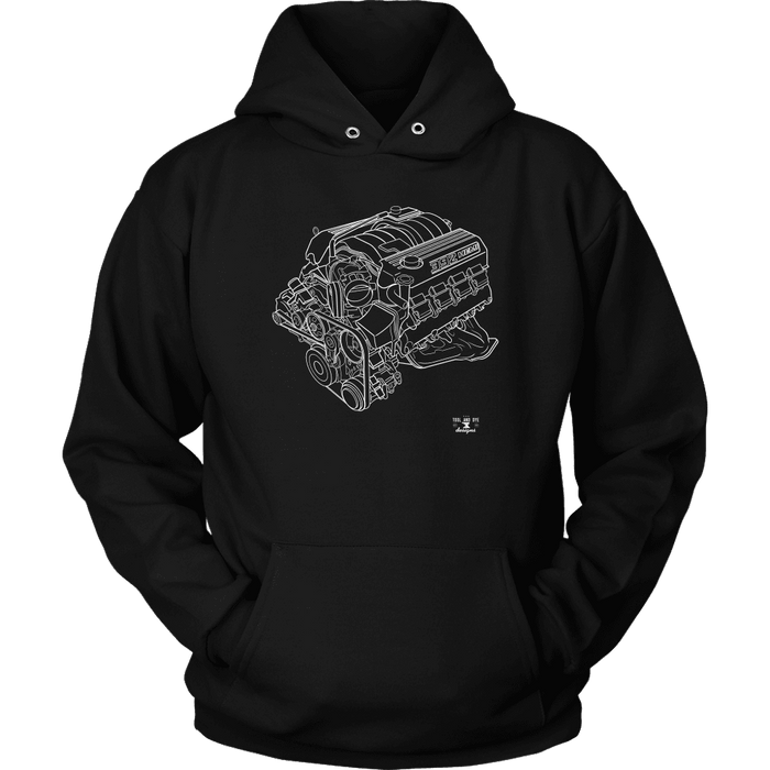 Engine Blueprint Illustration Hoodie like a Hemi 6.4L 392