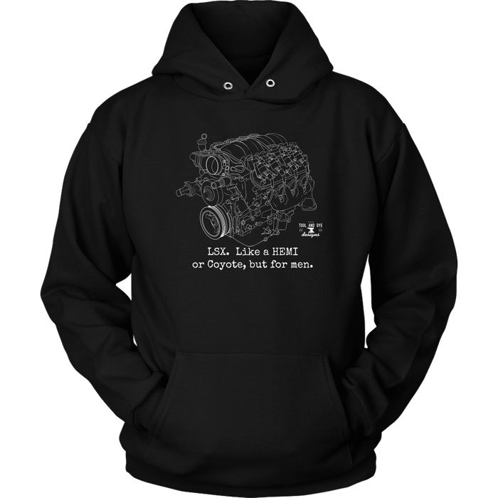 Engine Blueprint Series LSX like a HEMI or Coyote but for men t-shirt or hoodie