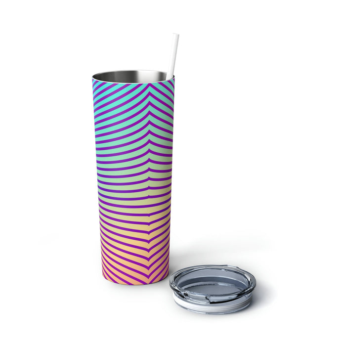 Abstract Design Stainless Steel Tumbler with Straw, 20oz