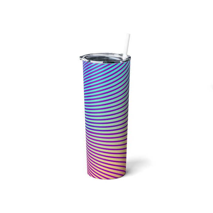 Abstract Design Stainless Steel Tumbler with Straw, 20oz