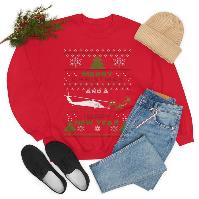 Military Helicopter Blackhawk Ugly Christmas Sweater Sweatshirt