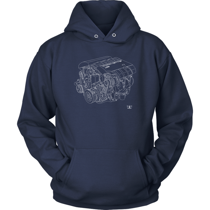 Engine Blueprint Series LS3 Corvette V8 T-shirt and Hoodie